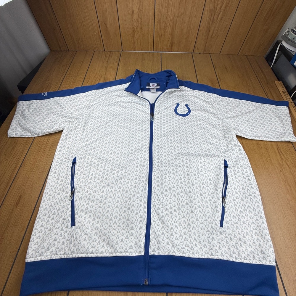 Reebok NFL Equipment Indianapolis Colts Short Sleeve Full Zip Jacket Mens XL